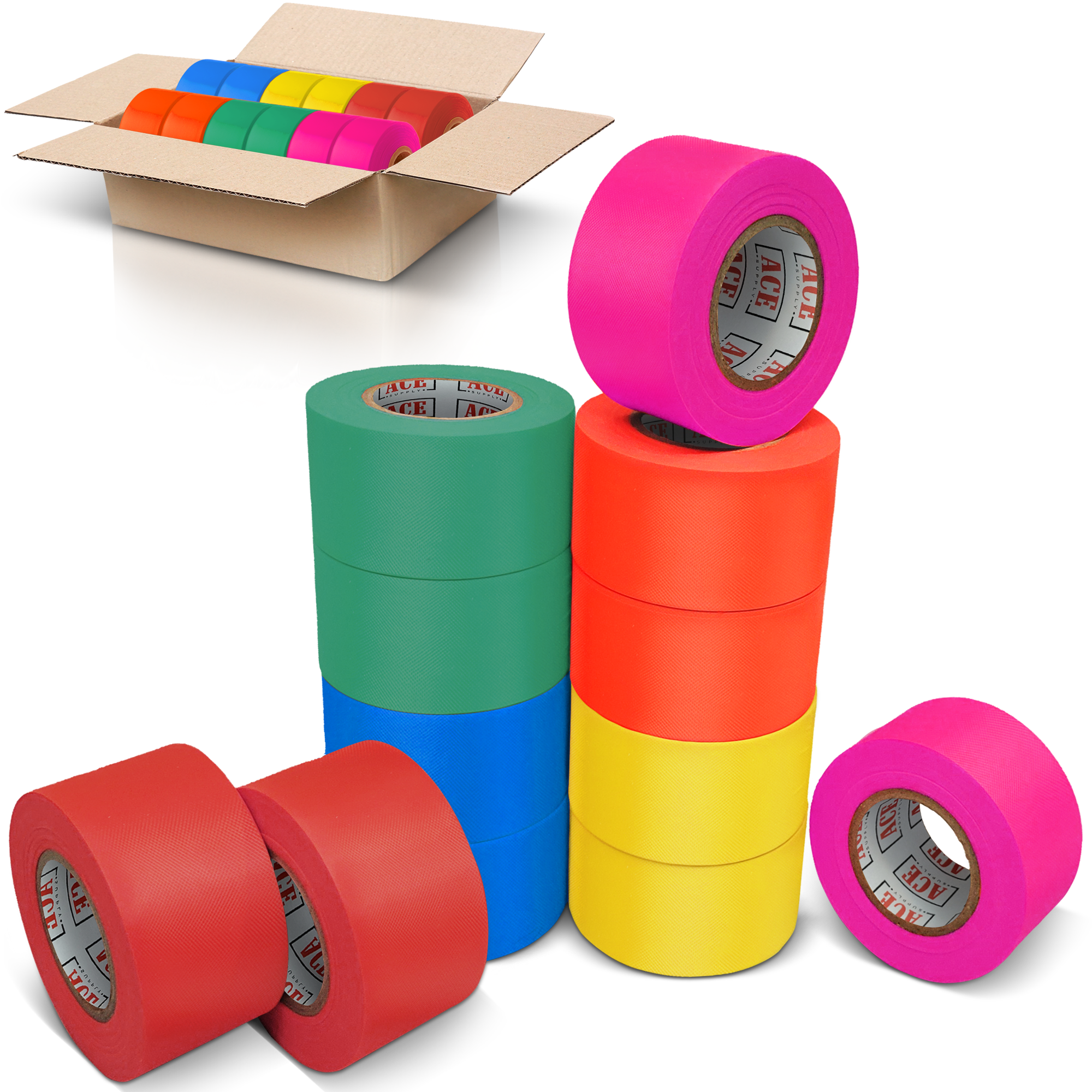 Flagging Tape Assorted Colors - 12 Pack - Non-Adhesive